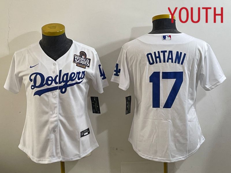 Youth Los Angeles Dodgers 17 Ohtani White Game 2024 Nike MLB Jersey style 11201